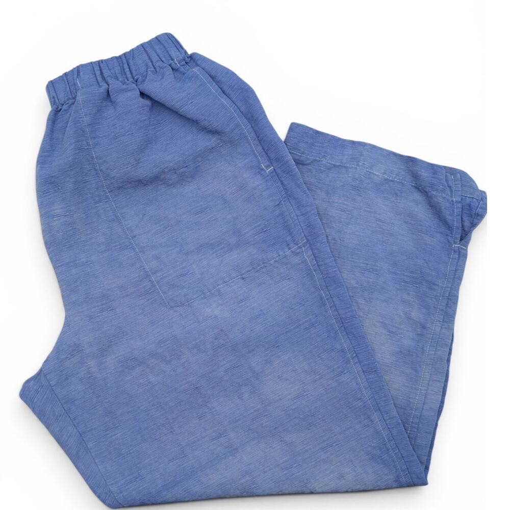CHICO'S Silk Linen Blend Garment-Dyed Crop Pants Ocean Blue - Large (Chico's 2) - Picture 4 of 6